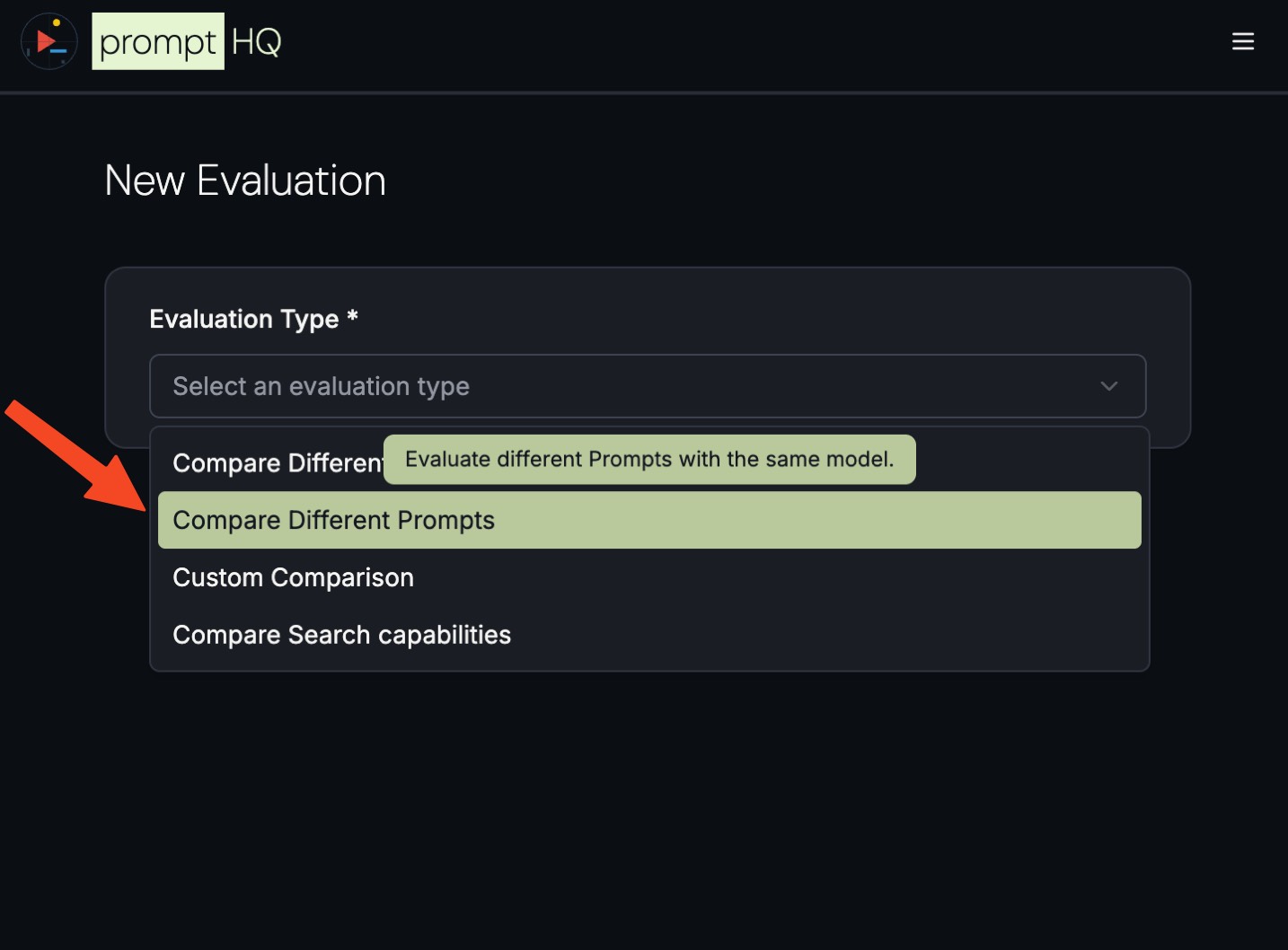 Compare prompts type