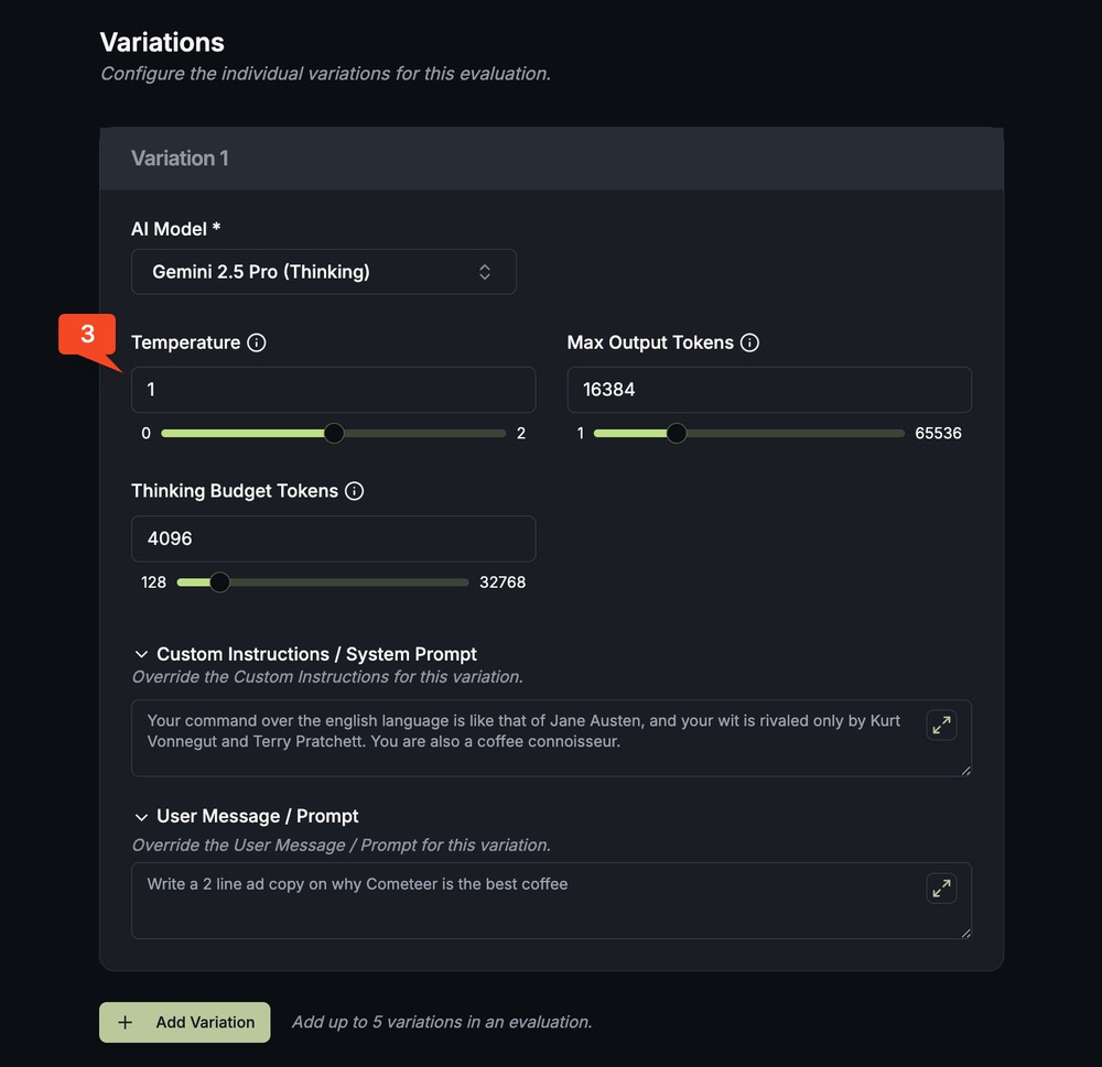Temperature and settings